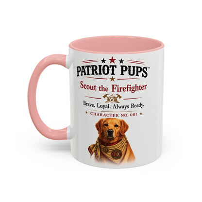Scout the Firefighter Accent Mug | Patriot Pups™ | Brave. Loyal. Always Ready