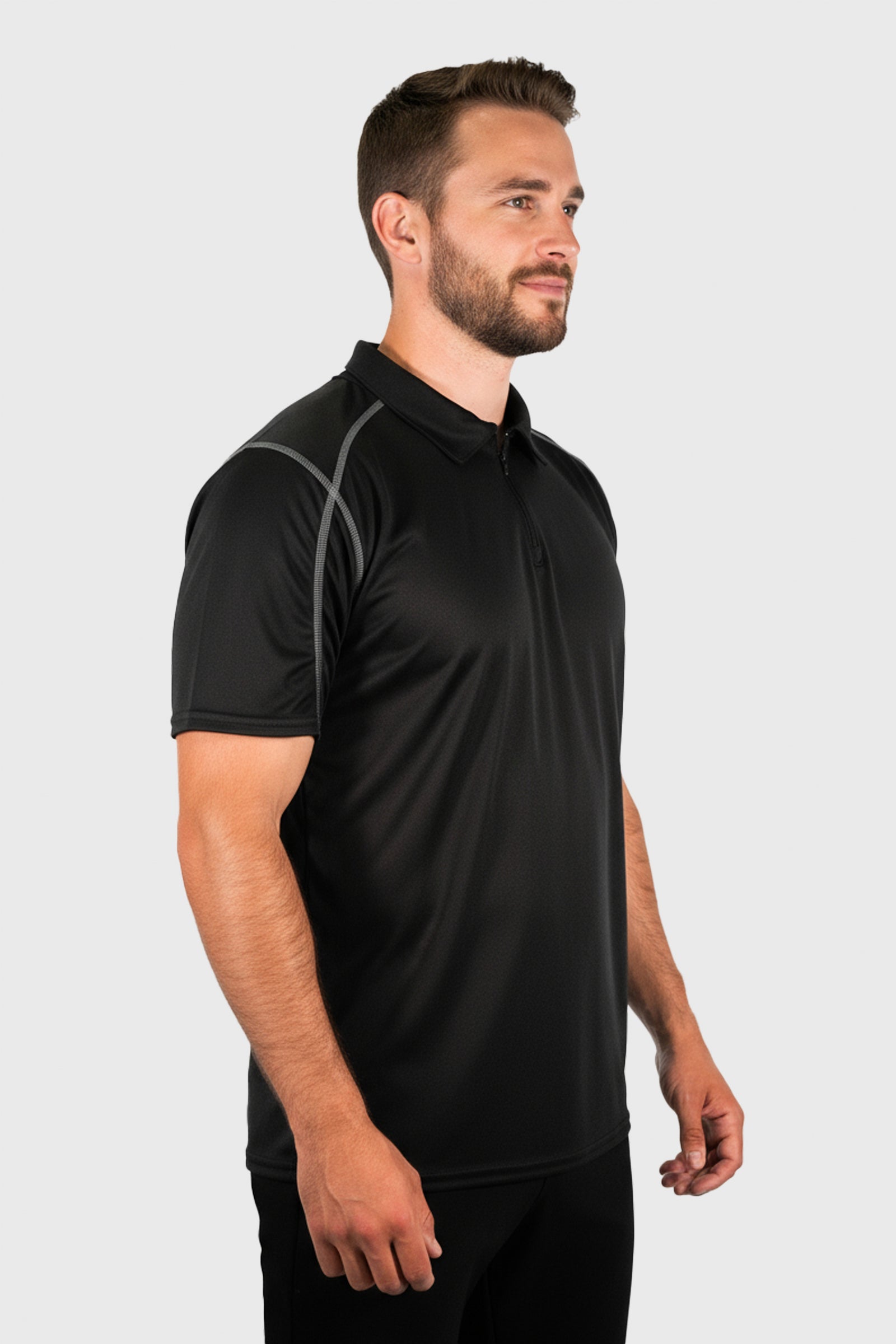 Microtech™ Loose Fit 1/4 Zip Polo Shirt by WSI Sportswear, alternate view 2