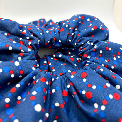 Navy Patriotic Dotted Oversized Scrunchie