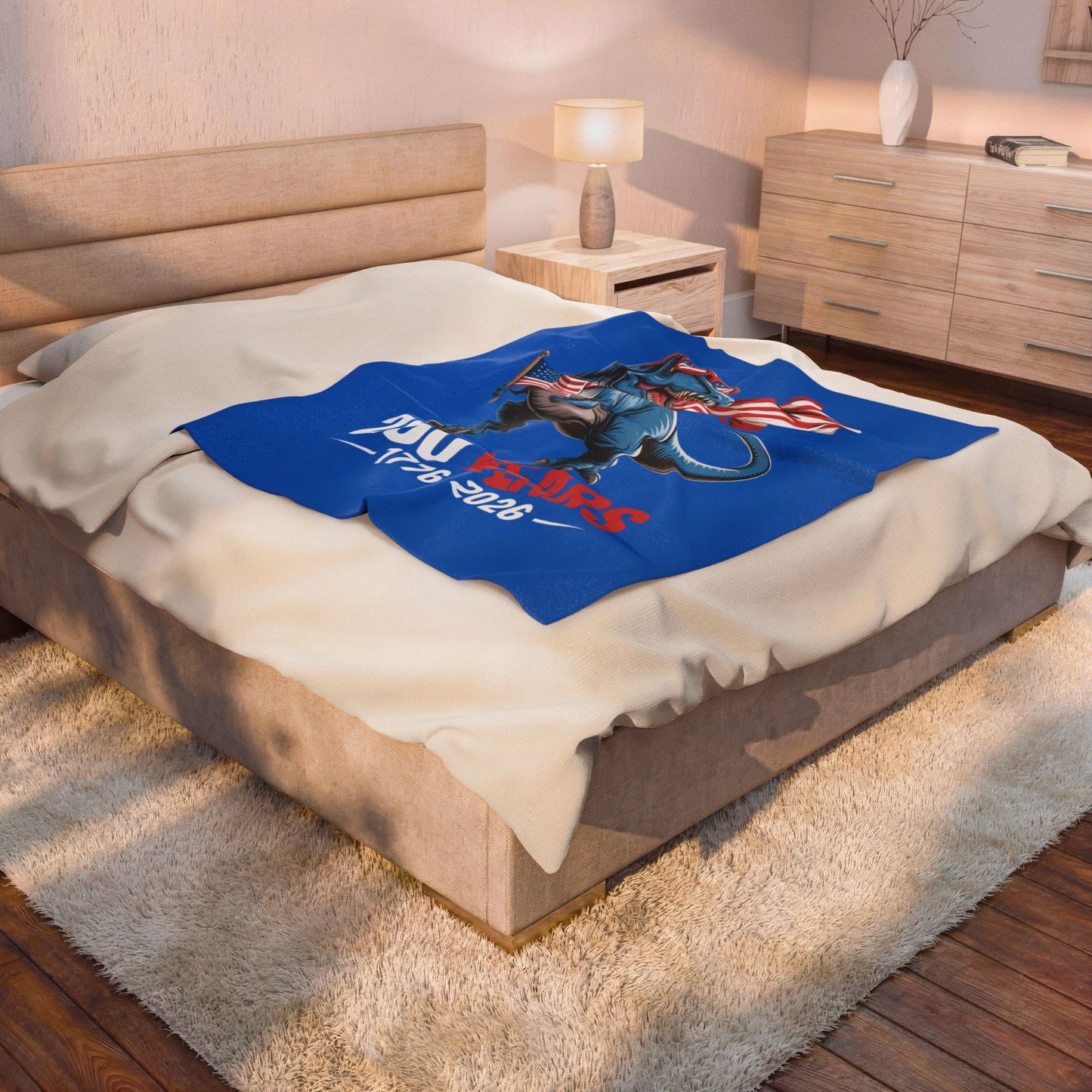 America 250 T-Rex Flag Plush Blanket