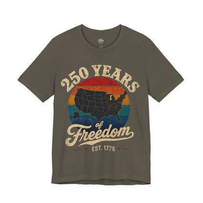 America 250 Distressed Map Tee — 250 Years of Freedom