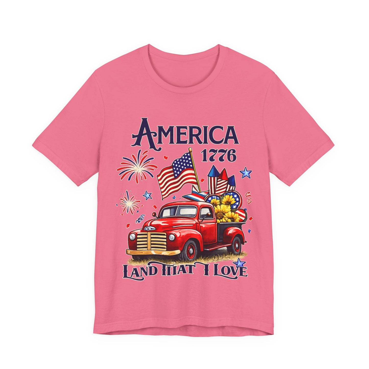 Patriotic Red Truck T‑Shirt — "America 1776 Land That I Love" Fourth of July Tee