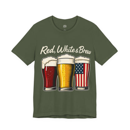 America 250 Red White Brew Beer Tee — Patriotic 4th of July T-Shirt