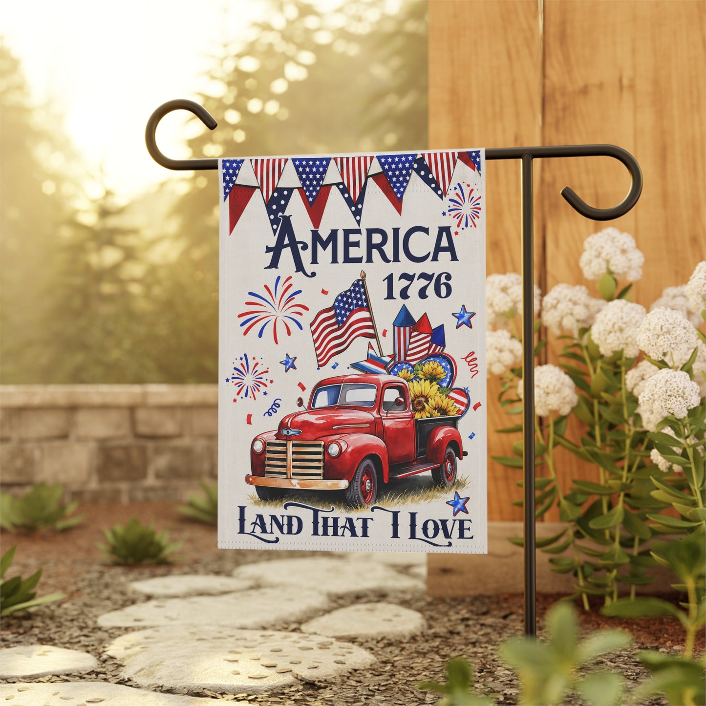 Americana Garden Flag – 'America 1776 Land That I Love' Patriotic Truck Banner