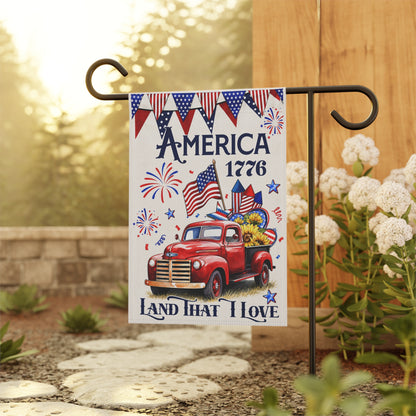 Americana Garden Flag – 'America 1776 Land That I Love' Patriotic Truck Banner