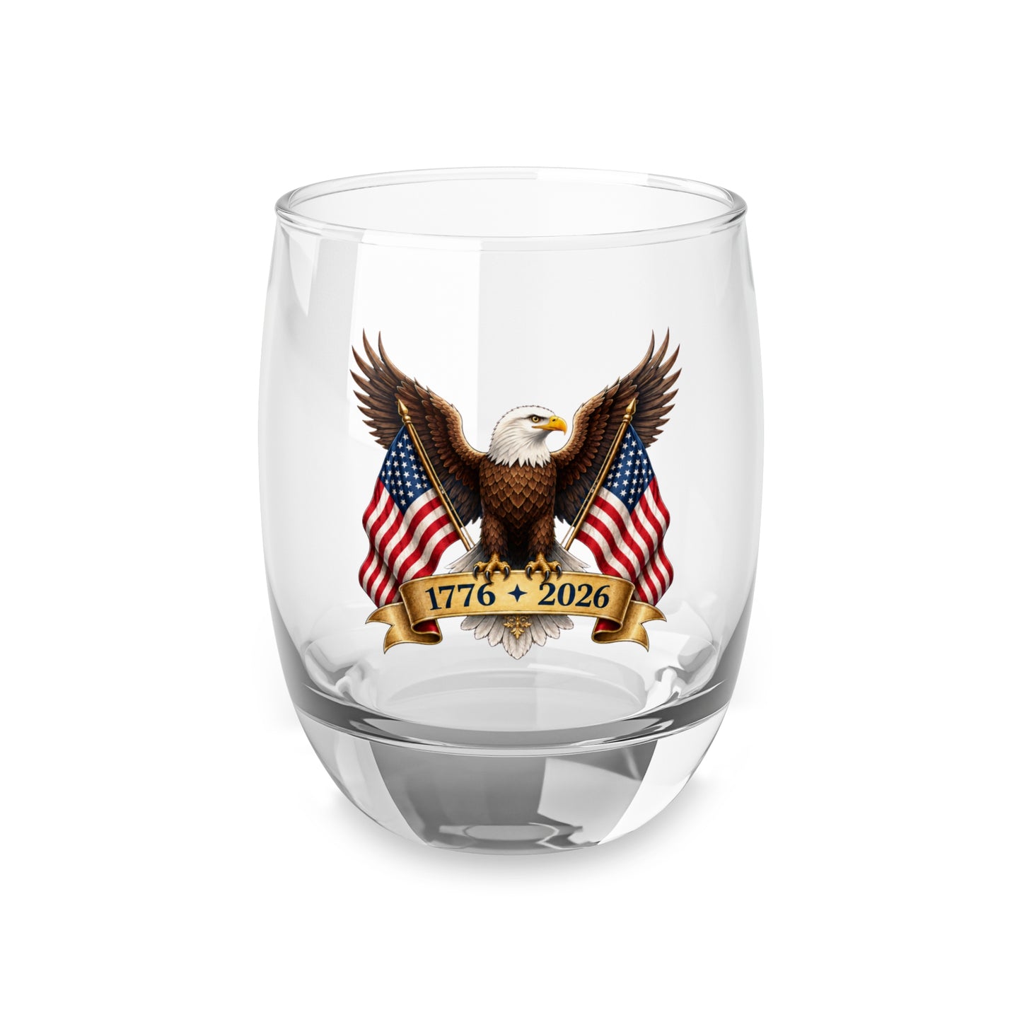 America 250 Eagle Flag Whiskey Glass — 1776–2026, 6 oz