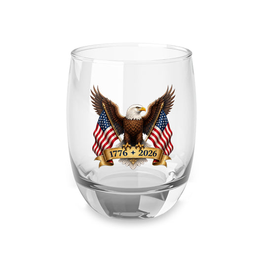America 250 Eagle Flag Whiskey Glass — 1776–2026, 6 oz
