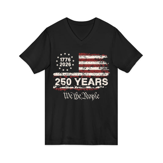 Distressed American Flag V-Neck Tee – Vintage Patriotic USA T-Shirt