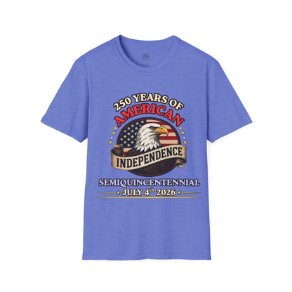 250 Years of American Independence T-Shirt — Patriotic Eagle July 4th Tee