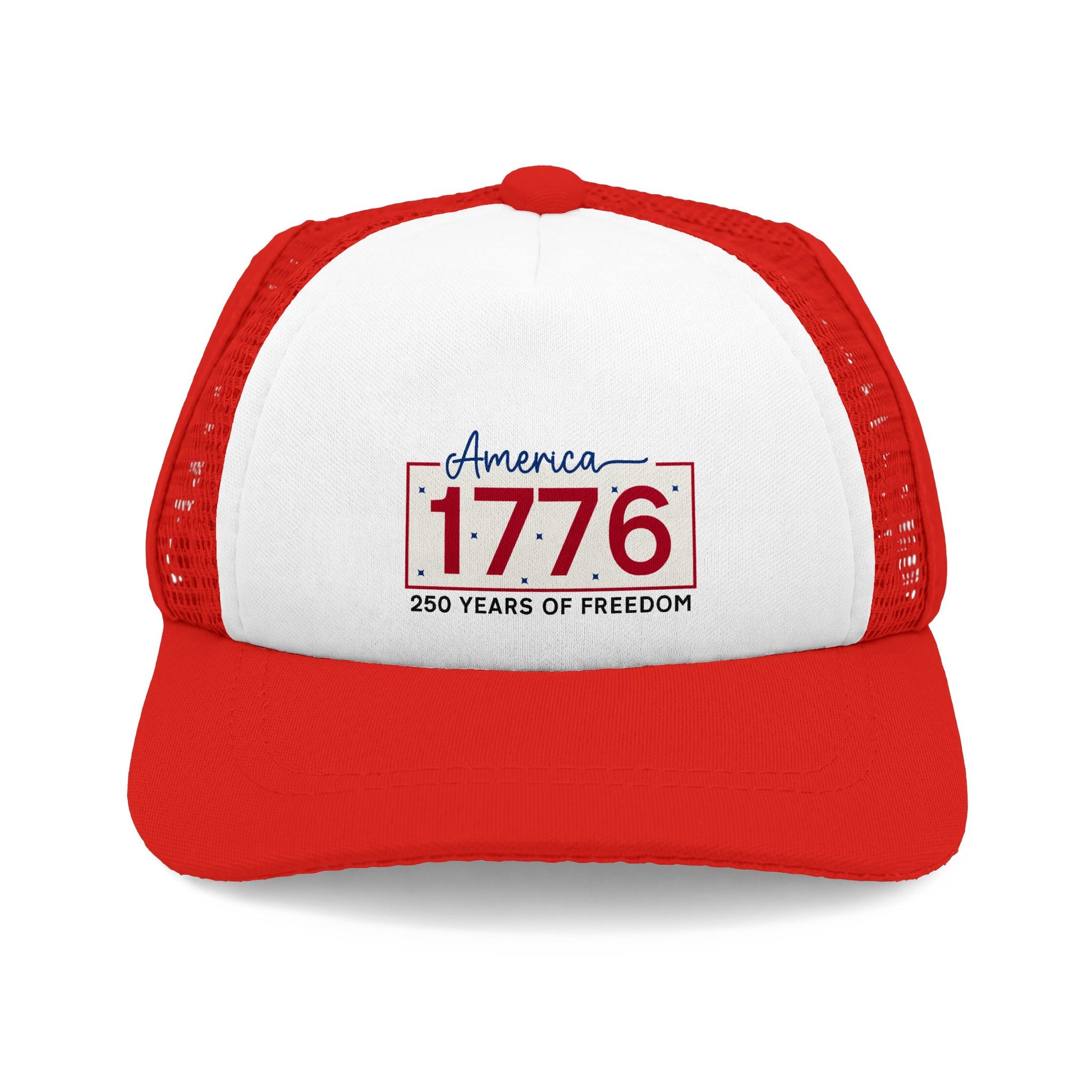 America 250 patriotic dog trucker hat in white and red, vet-approved UV protection, S/M/L