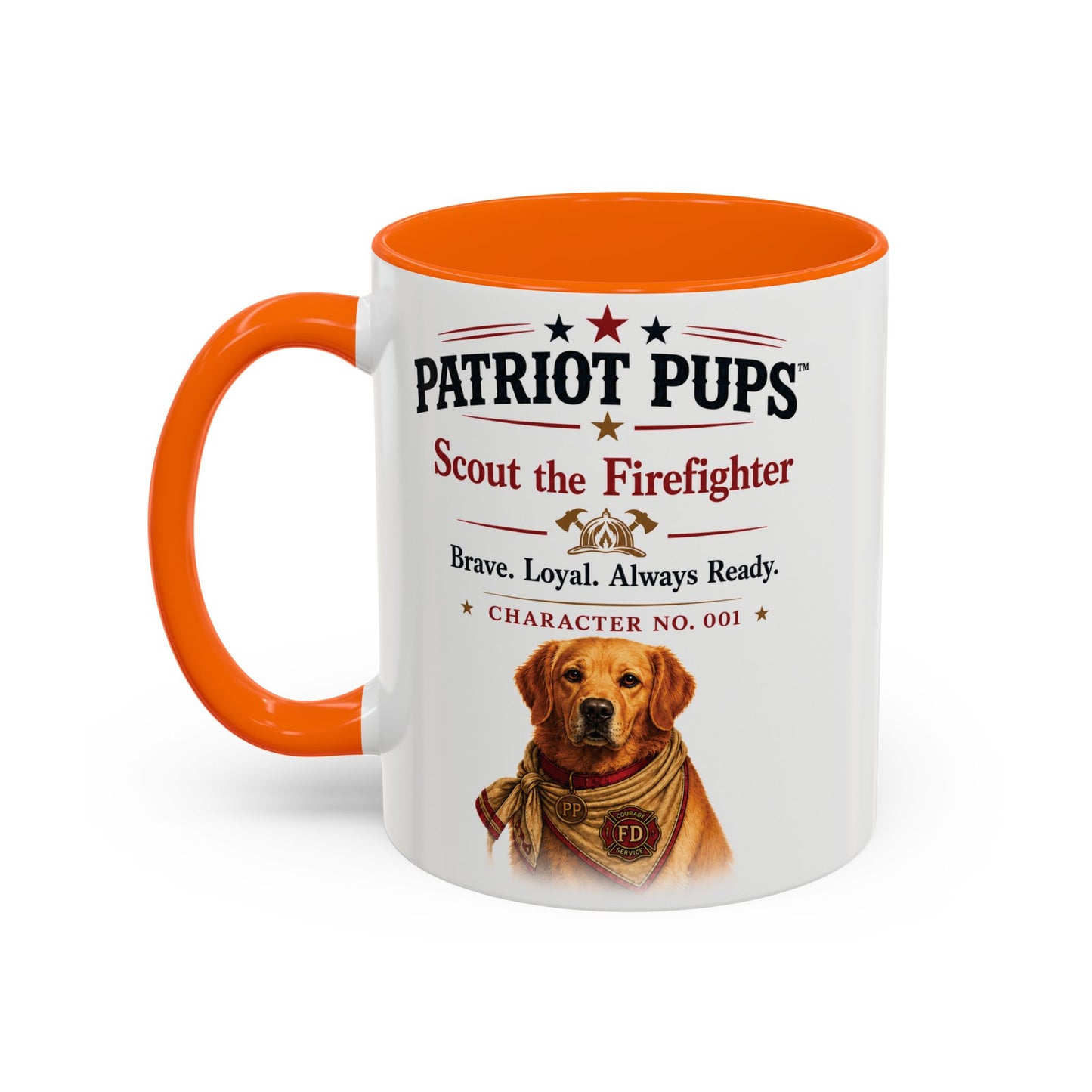 Scout the Firefighter Accent Mug | Patriot Pups™ | Brave. Loyal. Always Ready