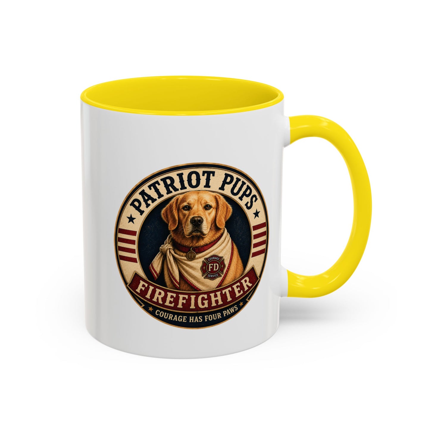 Scout the Firefighter Accent Mug | Patriot Pups™ | Brave. Loyal. Always Ready
