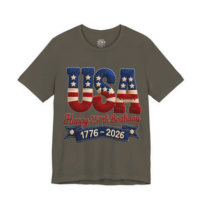 America 250 Distressed Flag Tee — 1776 to 2026 Patriotic Birthday Shirt