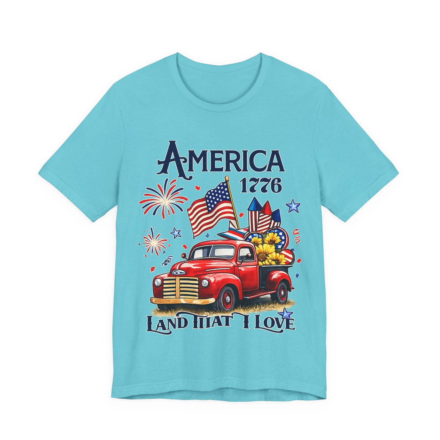 Patriotic Red Truck T‑Shirt — "America 1776 Land That I Love" Fourth of July Tee