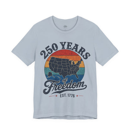 America 250 Distressed Map Tee — 250 Years of Freedom