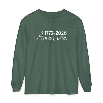 America 1776–2026 Long Sleeve Shirt — Patriotic Anniversary Tee