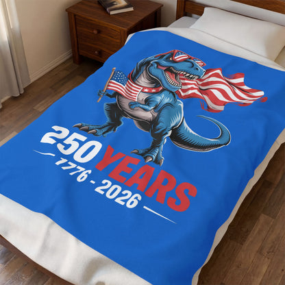 America 250 T-Rex Flag Plush Blanket