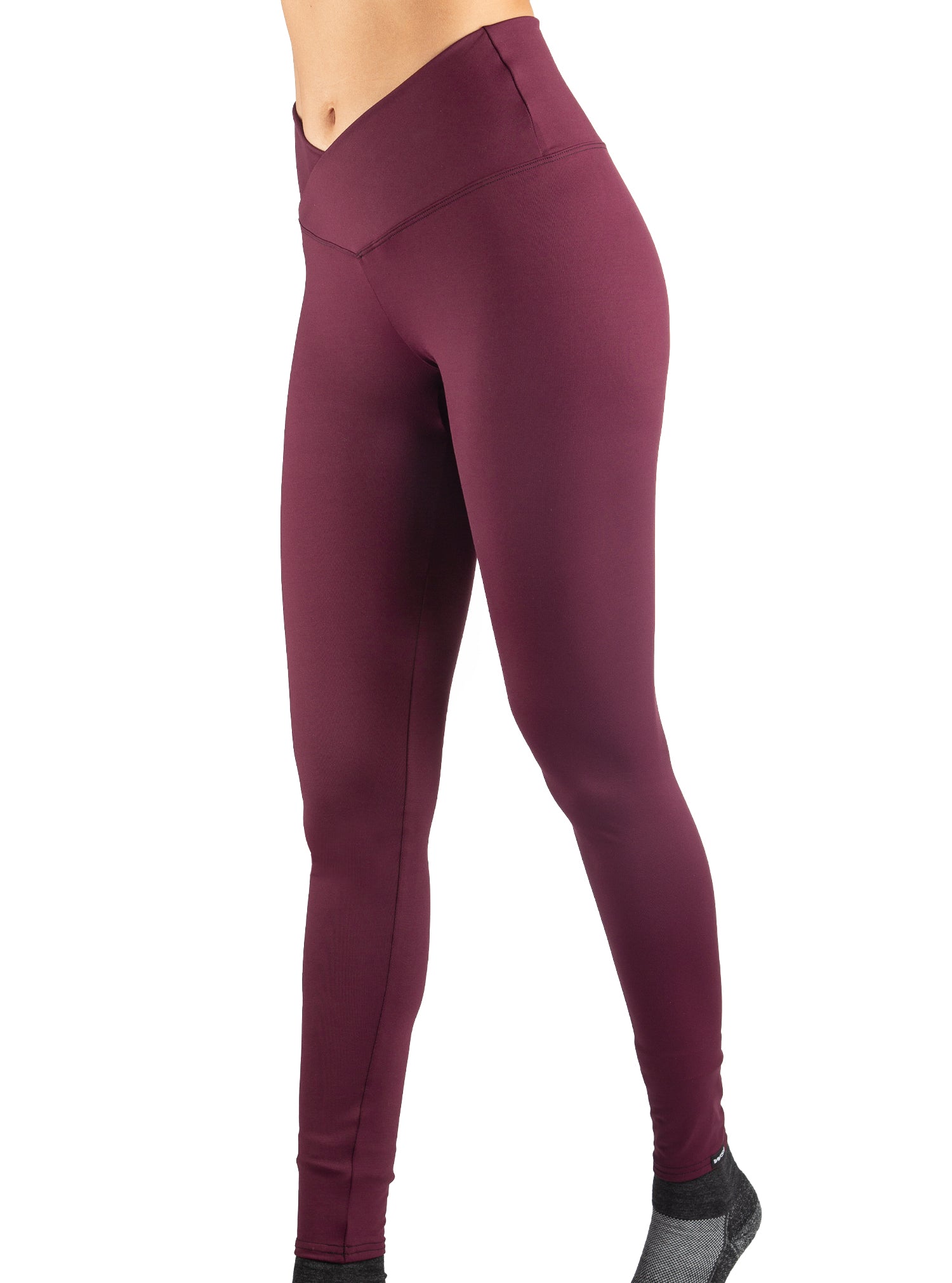 Burgundy Cross Over Waistband Legging by WSI Sportswear
