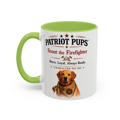 Scout the Firefighter Accent Mug | Patriot Pups™ | Brave. Loyal. Always Ready