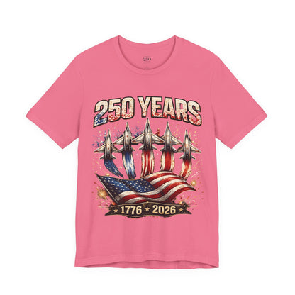 250 Years Patriotic T-Shirt – American Flag & Jets, 1776–2026 Anniversary Tee