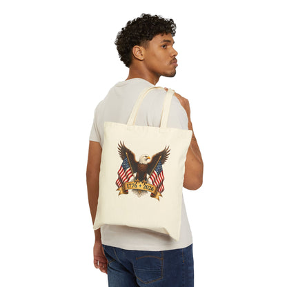 America 250 Patriotic Canvas Tote Bag – Heavy-Duty 12 oz