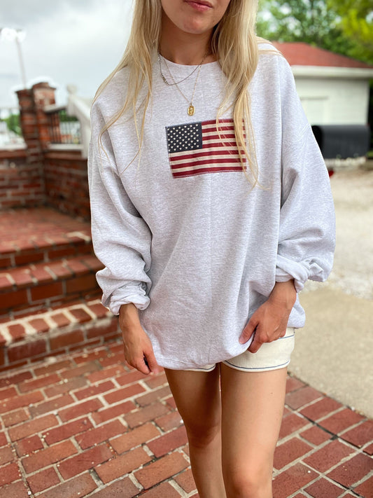 Classic Flag Sweatshirt - Patriotic Crewneck | Wild Kard Vintage
