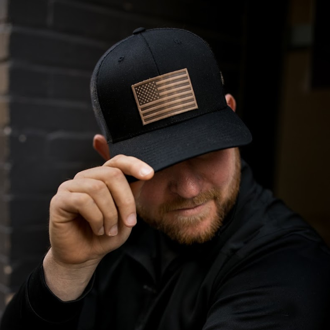 American Flag Hat – Full Grain Horween Leather Patch