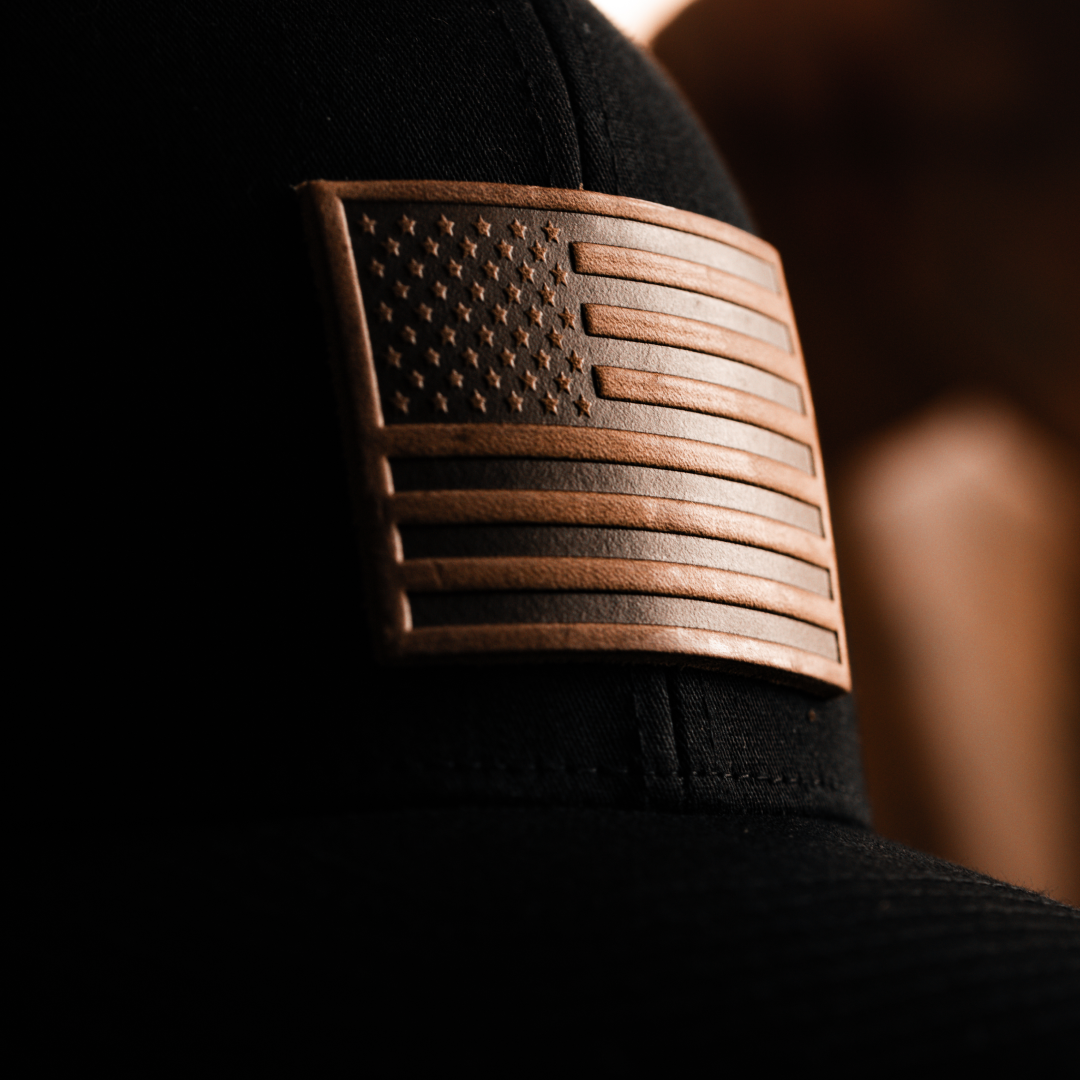 American Flag Hat – Full Grain Horween Leather Patch