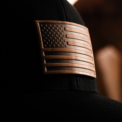 American Flag Hat – Full Grain Horween Leather Patch