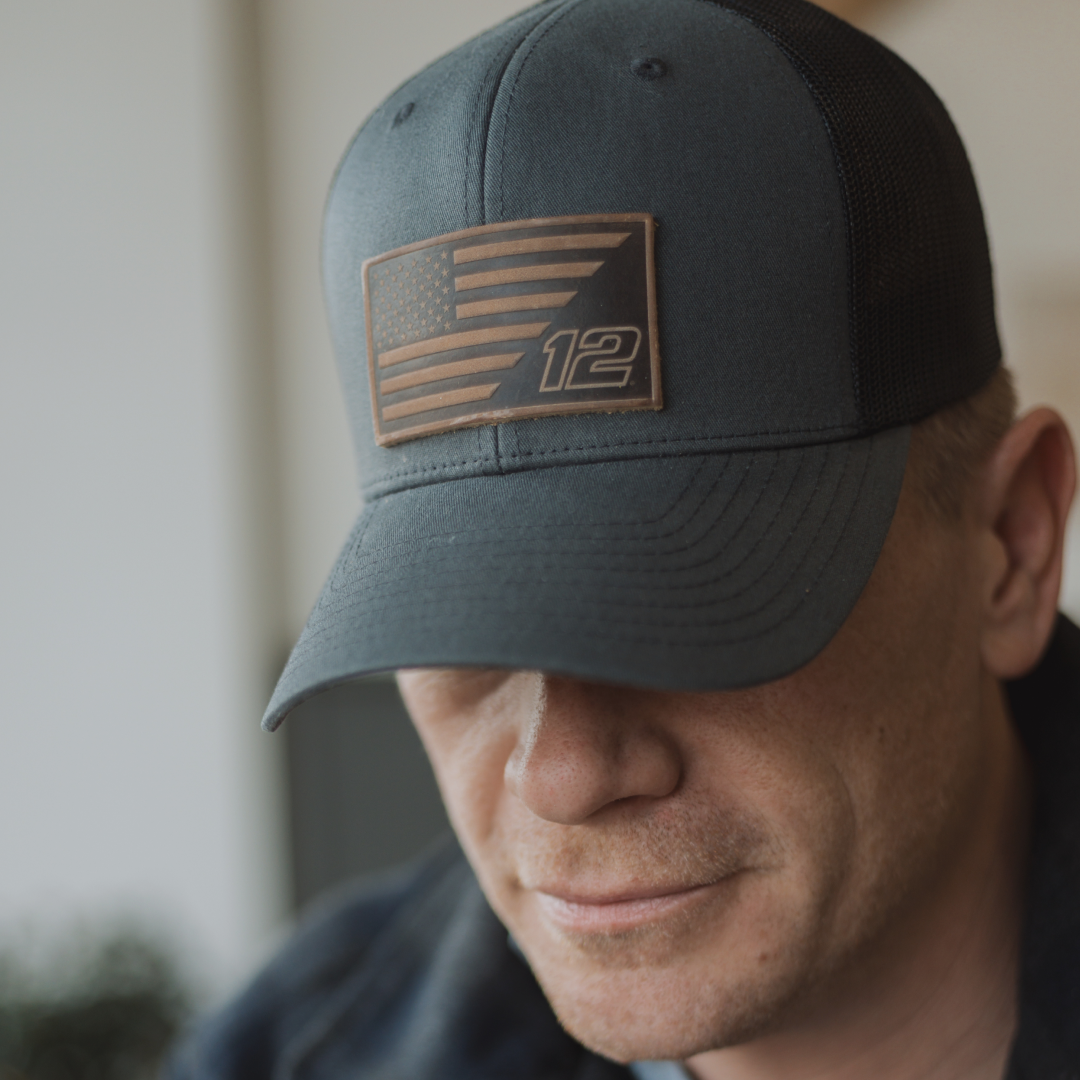 #12 American Flag Snapback Hat – Racing Design | Range Leather Co