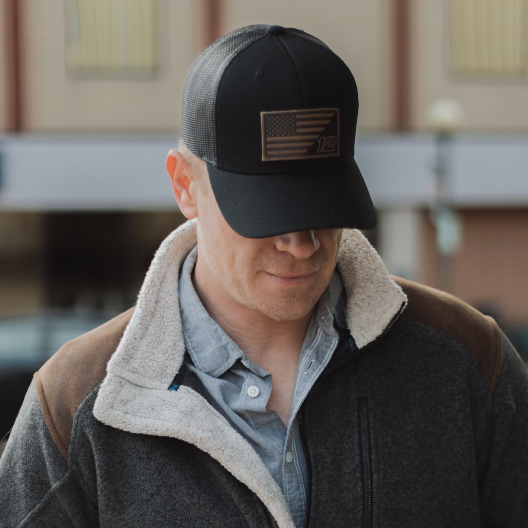 #12 American Flag Snapback Hat – Racing Design | Range Leather Co