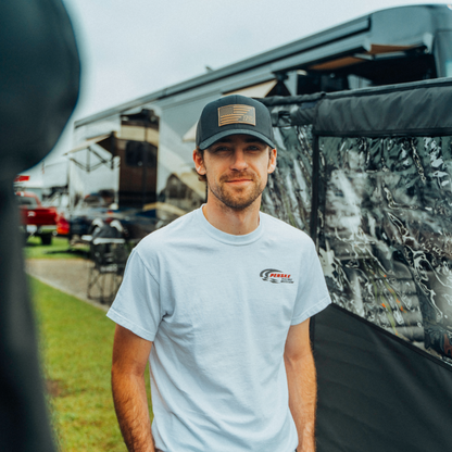 #12 American Flag Snapback Hat – Racing Design | Range Leather Co