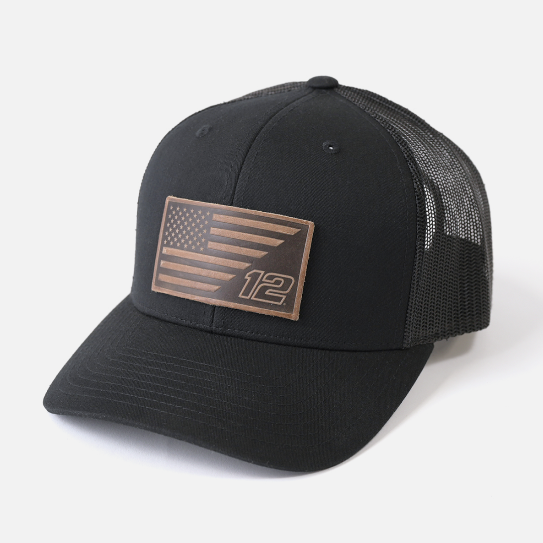 #12 American Flag Snapback Hat – Racing Design | Range Leather Co