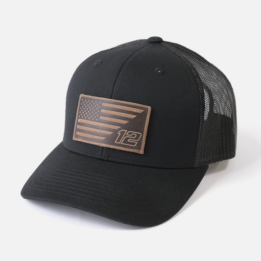 #12 American Flag Snapback Hat – Racing Design | Range Leather Co