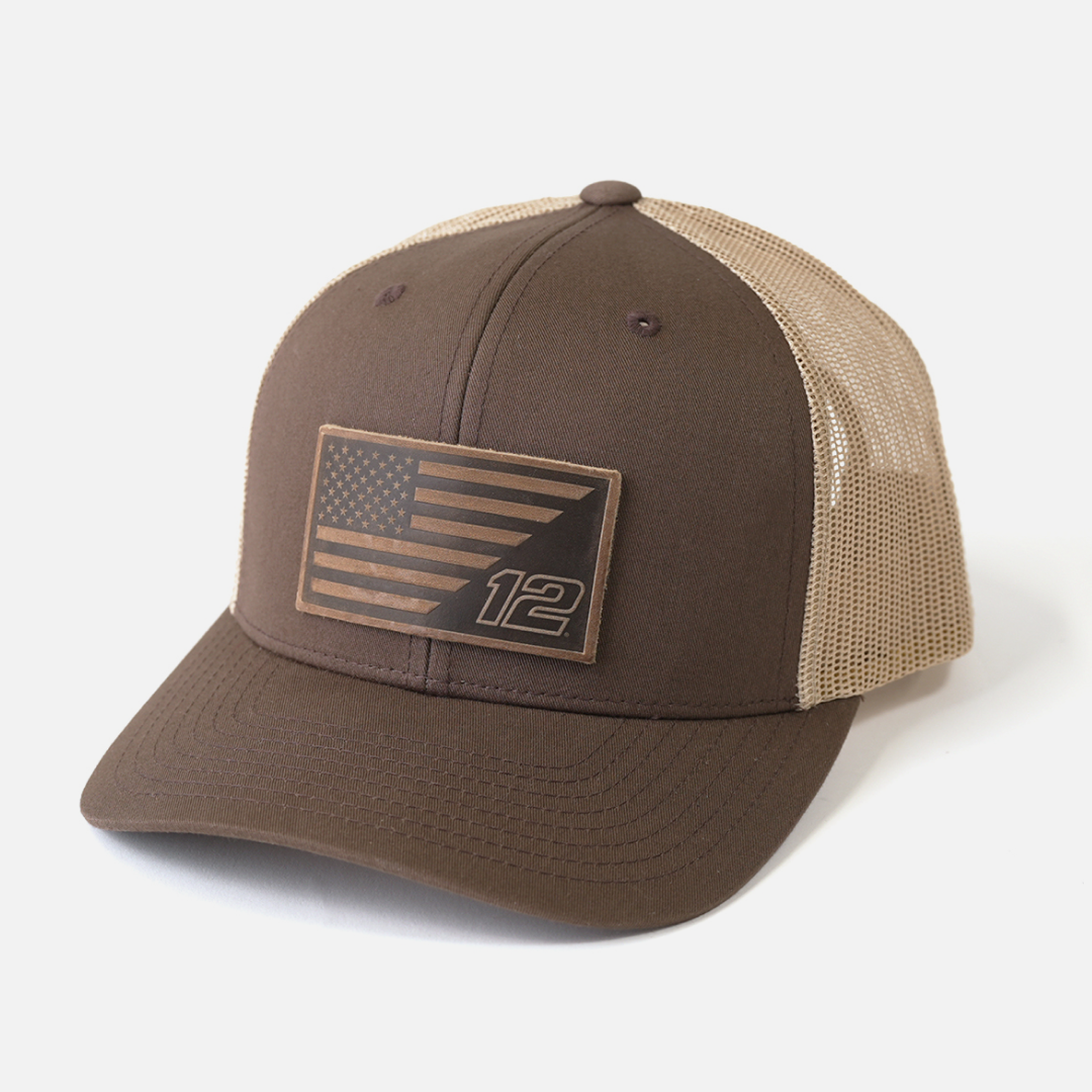 #12 American Flag Snapback Hat – Racing Design | Range Leather Co