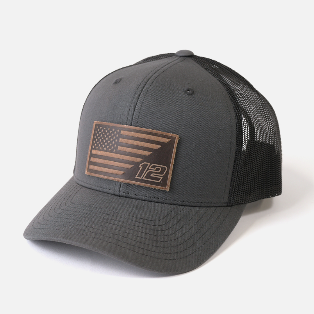 #12 American Flag Snapback Hat – Racing Design | Range Leather Co