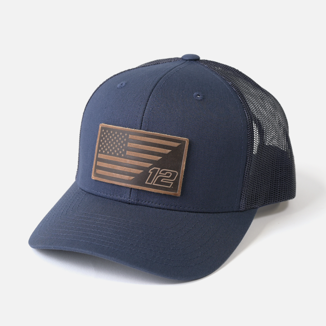 #12 American Flag Snapback Hat – Racing Design | Range Leather Co