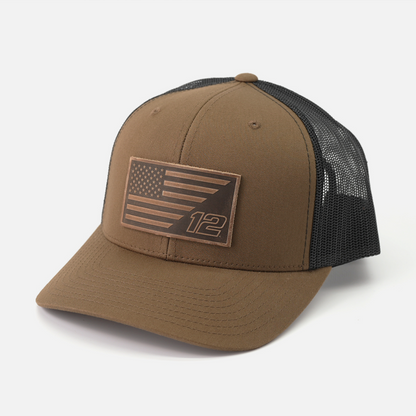 #12 American Flag Snapback Hat – Racing Design | Range Leather Co