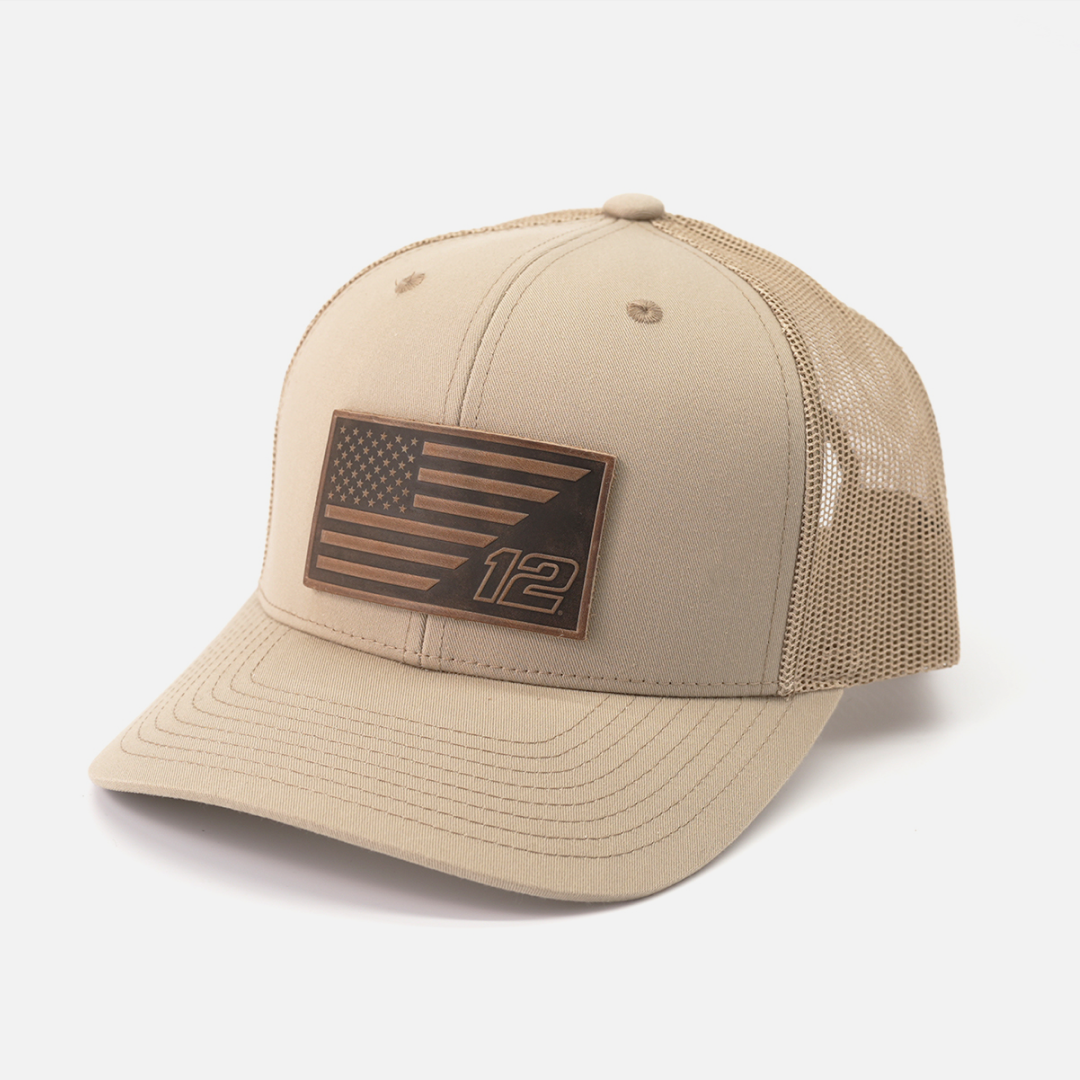 #12 American Flag Snapback Hat – Racing Design | Range Leather Co
