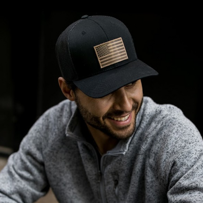 American Flag Hat – Full Grain Horween Leather Patch