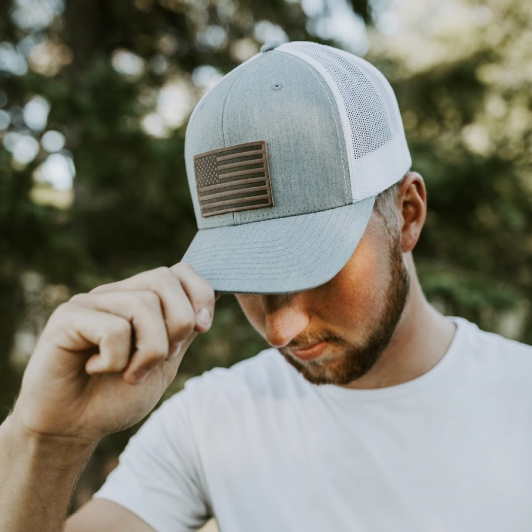 American Flag Hat – Full Grain Horween Leather Patch