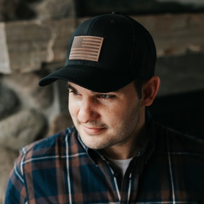 American Flag Hat – Full Grain Horween Leather Patch