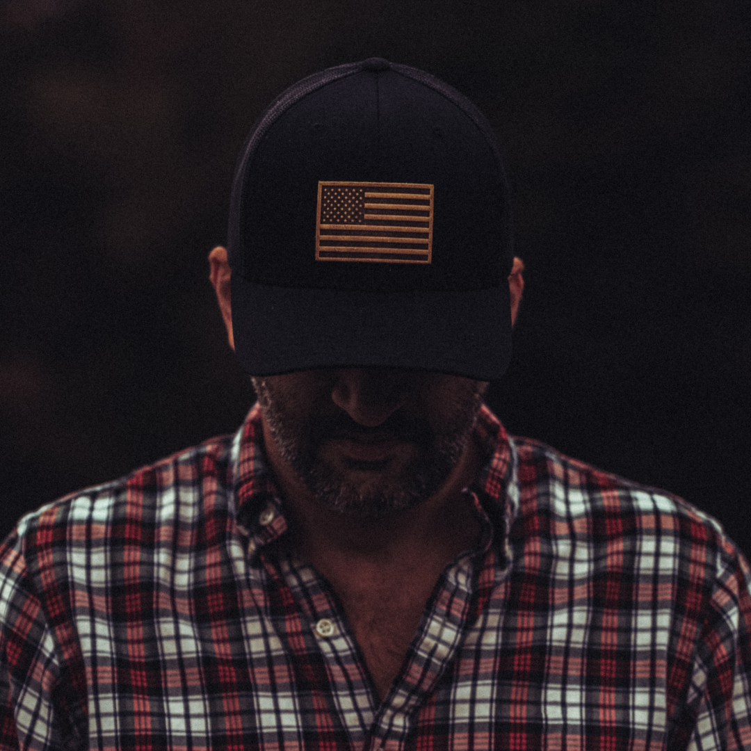 American Flag Hat – Full Grain Horween Leather Patch