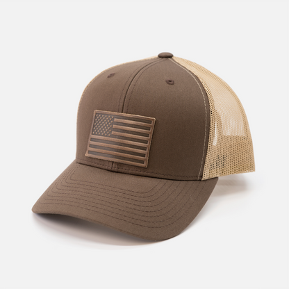 American Flag Hat – Full Grain Horween Leather Patch