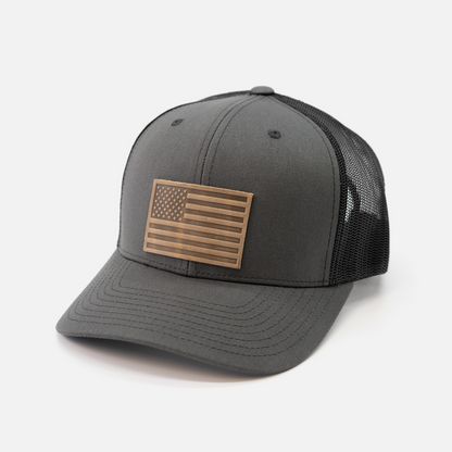 American Flag Hat – Full Grain Horween Leather Patch