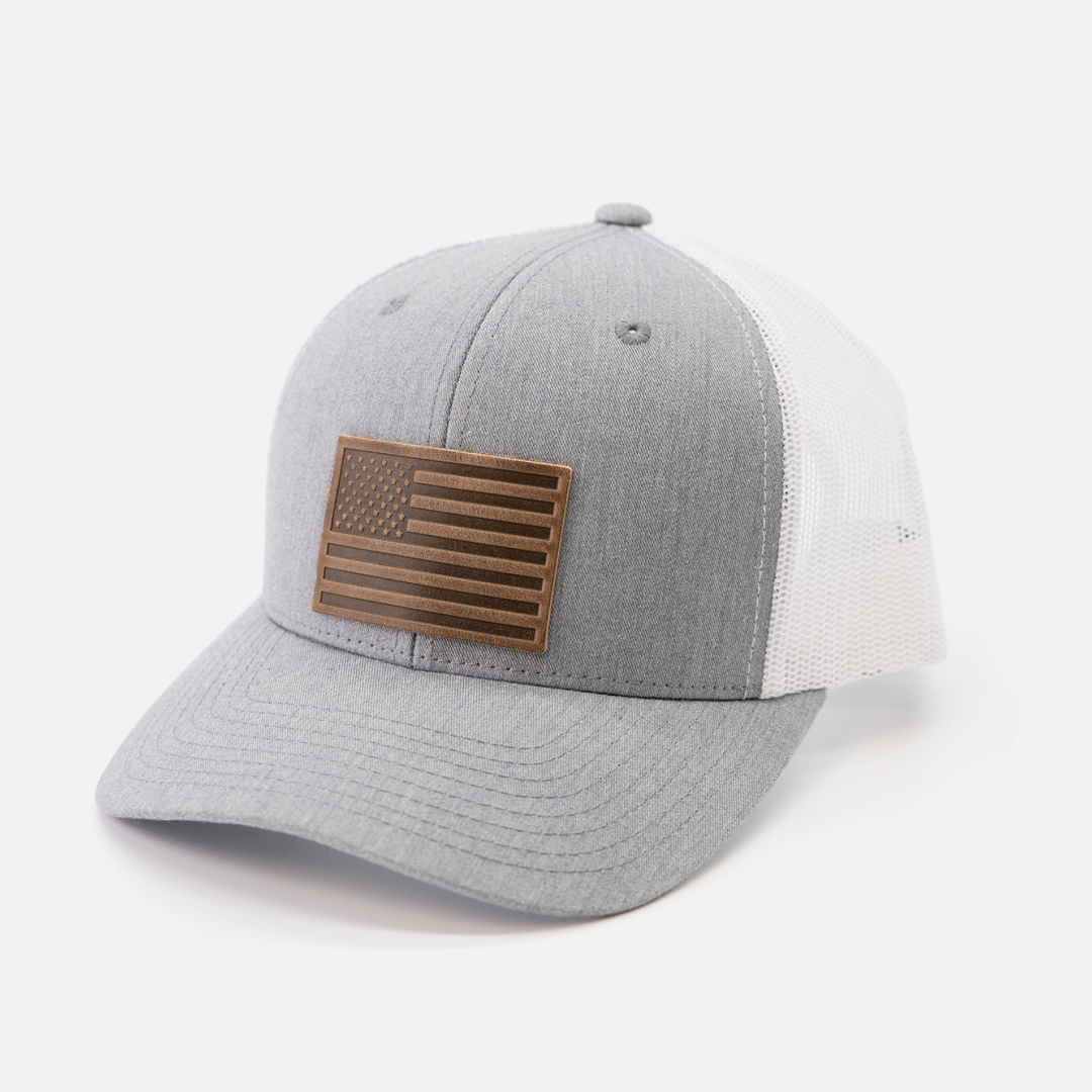 American Flag Hat – Full Grain Horween Leather Patch
