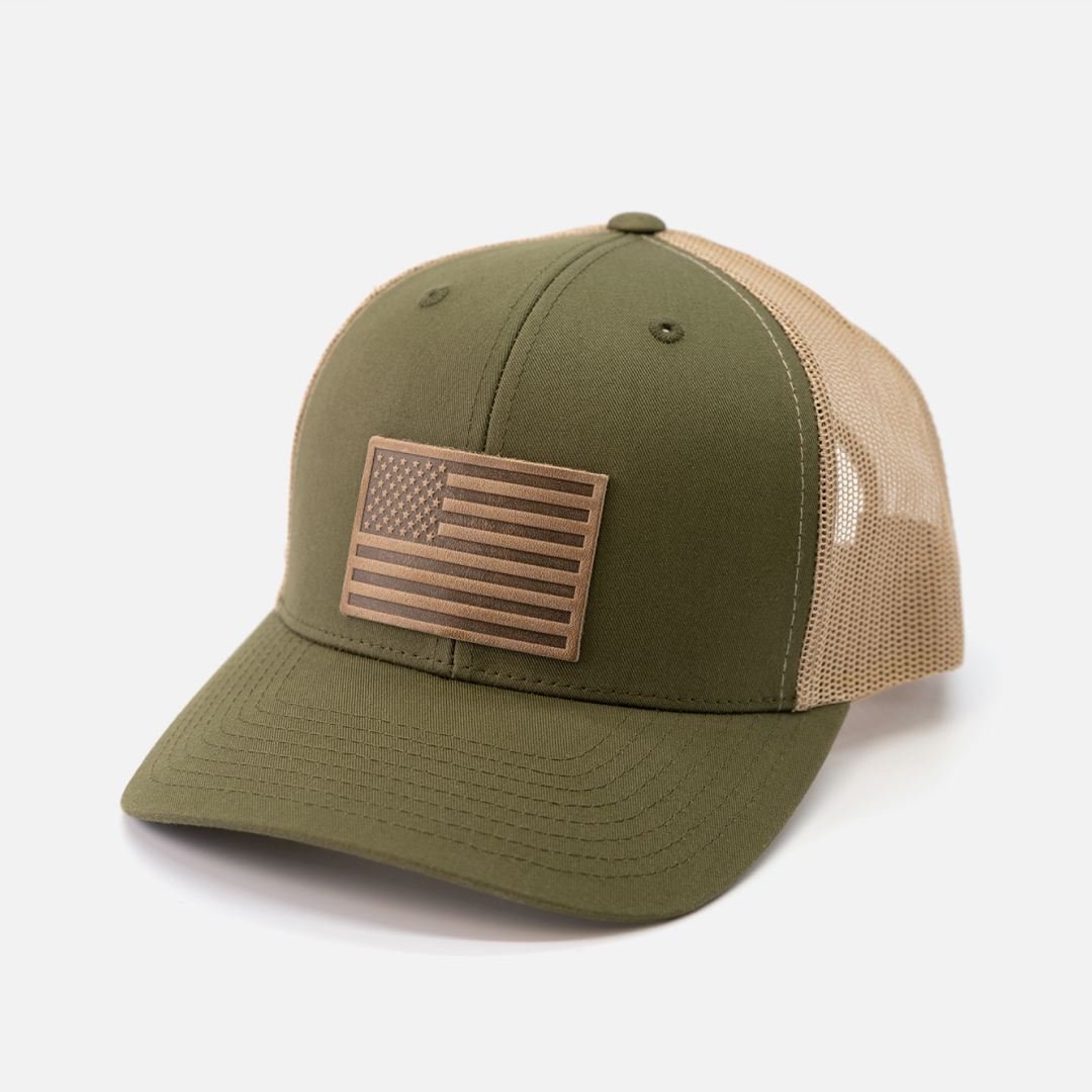 American Flag Hat – Full Grain Horween Leather Patch