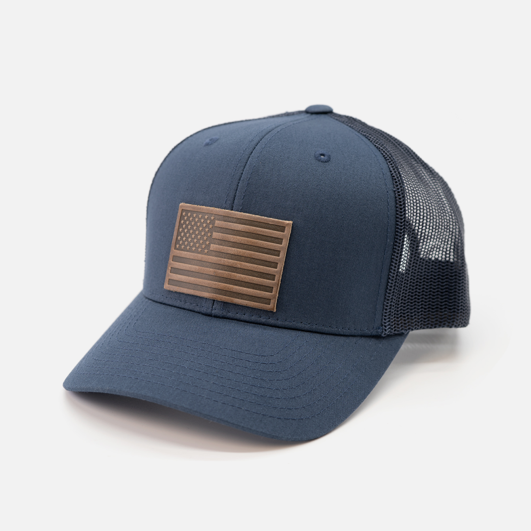 American Flag Hat – Full Grain Horween Leather Patch