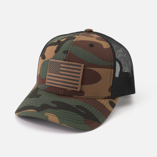 American Flag Hat – Full Grain Horween Leather Patch