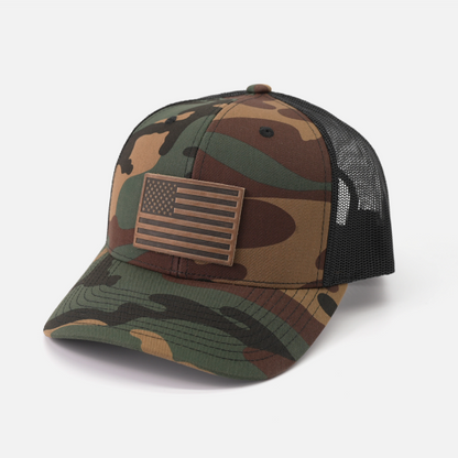 American Flag Hat – Full Grain Horween Leather Patch